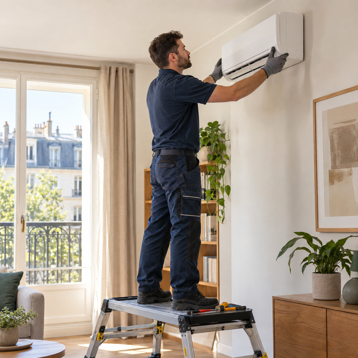 Illustration de l’installation d’une unité intérieure de climatisation